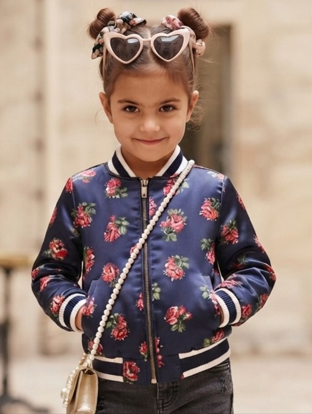 Baby Gap Navy Blue Floral Satin Bomber Jacket Size 3 Years Toddler
